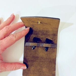 Auth LOUIS VUITTON Black Stainless Steel Champs Elysees Cufflinks